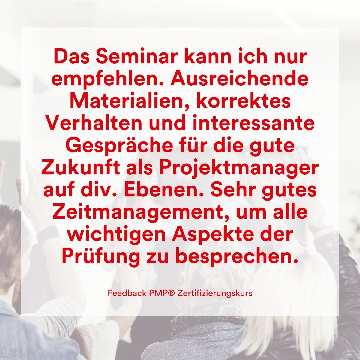 Feedback PMCC Consulting PMP Zertifizierung Kurs 4
